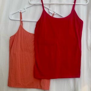 Talbots Set of 2 Red / Orange Camisole Tops Adjustable Straps Size S/M